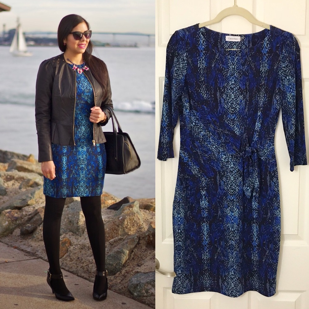 Calvin Klein Blue Snake Print Dress